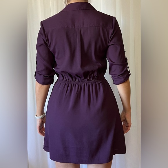 Express Purple Shirt Dress w/ Pockets - Picture 3 of 11